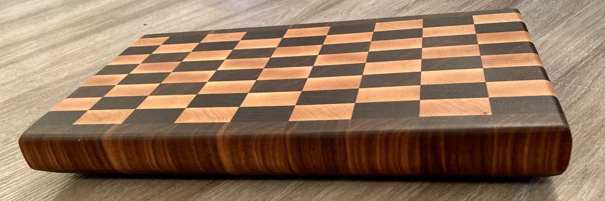 Checkered End Grain Cutting Board - Maple and Roasted Maple 