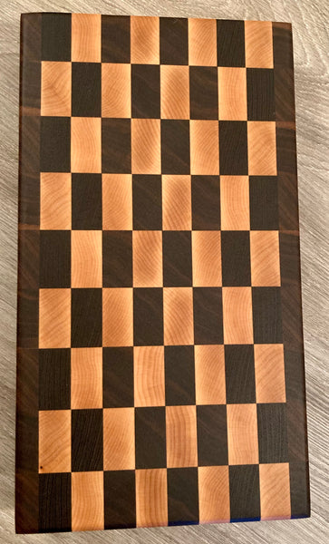 Brown checkered abstract wood Cutting Board by claraveritas
