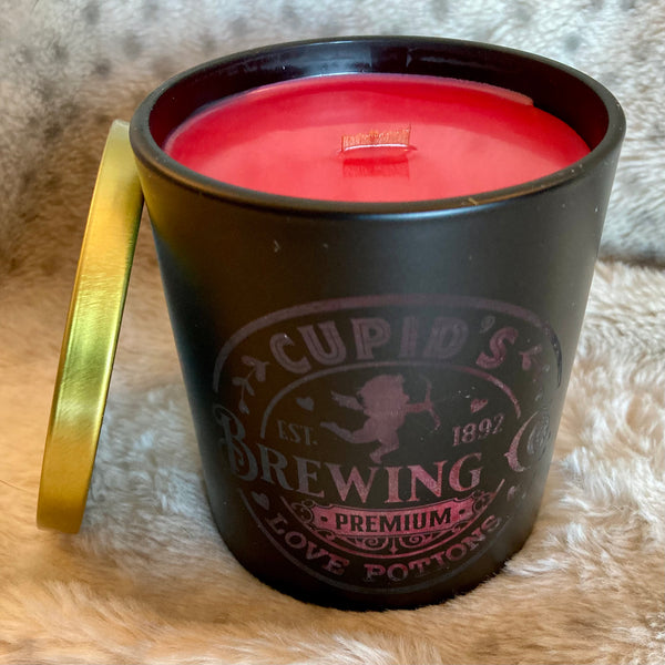 Black Cherry Merlot Scented Candle With Cupid Brewing Engraving