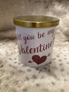 Apples and Maple Bourbon Scented Candle with "Will You be my Valentine" Engraving