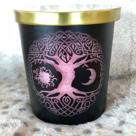 Lavender Driftwood Scented Candle with Tree of Life Engraving