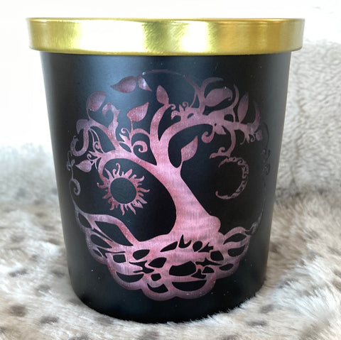 Peppermint and Eucalyptus Scented Candle with Tree of Life Engraving