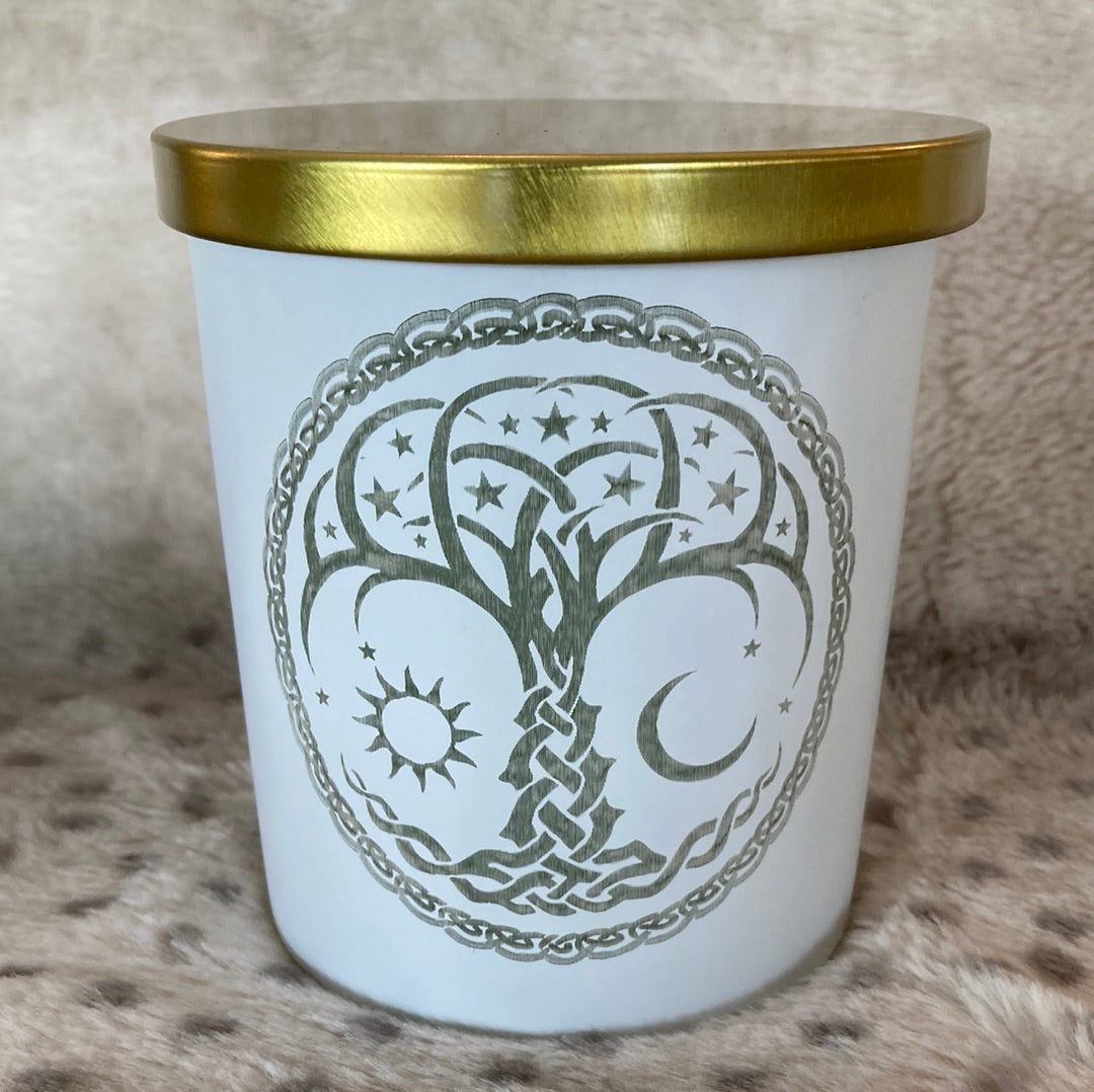 Moroccan Cashmere Scented Candle with Tree of Life Engraving
